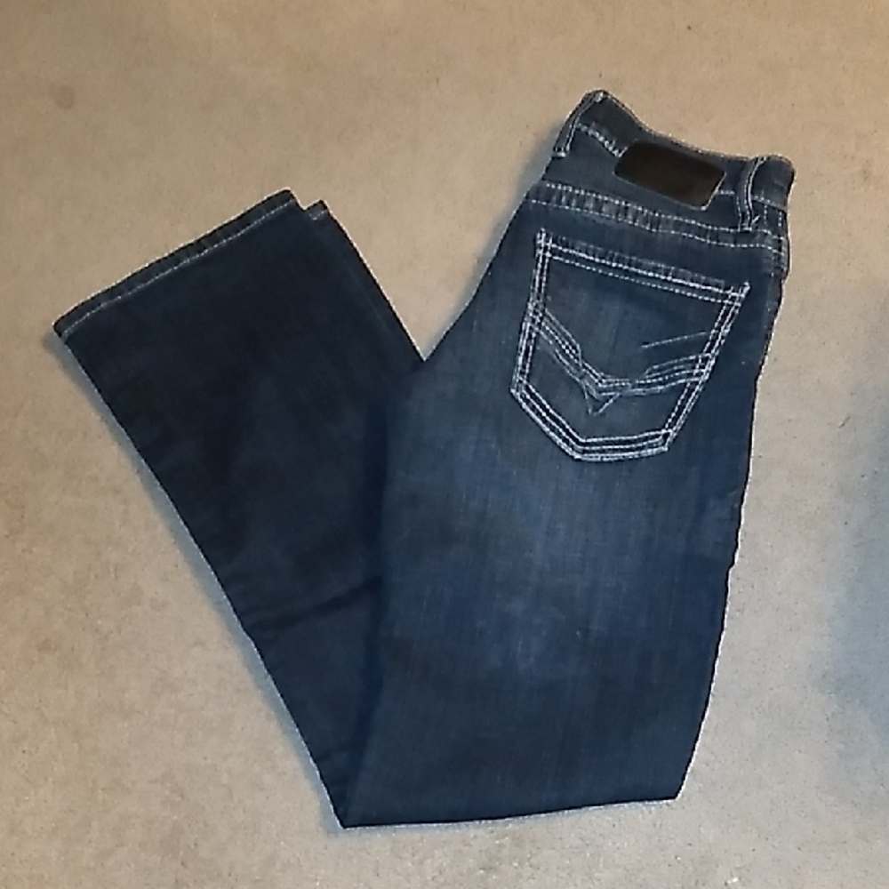 BKE Men's Dark Blue Bootcut Jeans
